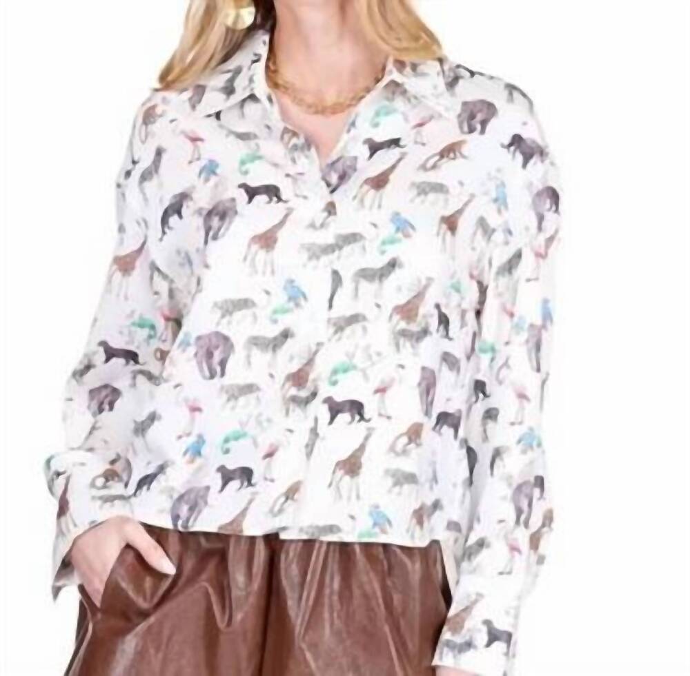 NEW JOY JOY safari crop blouse in white